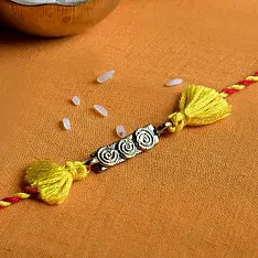 Dhokra Brass ❂ Handmade Yellow Rakhi 