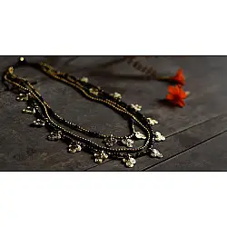 Prabha . प्रभा | Brass Dhokra Clubs Design Three Layered Necklace