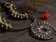 Prabha . प्रभा | Brass Dhokra Long Necklace - 13