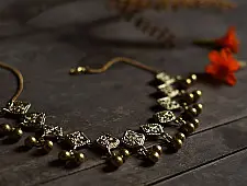 Prabha . प्रभा | Brass Dhokra Necklace - Diamond Design