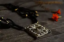 Prabha . प्रभा | Brass Dhokra Necklace - Square 
