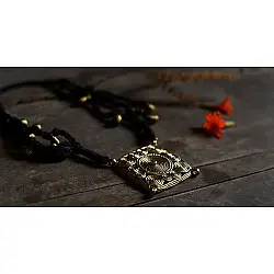 Prabha . प्रभा | Brass Dhokra Necklace - Square 