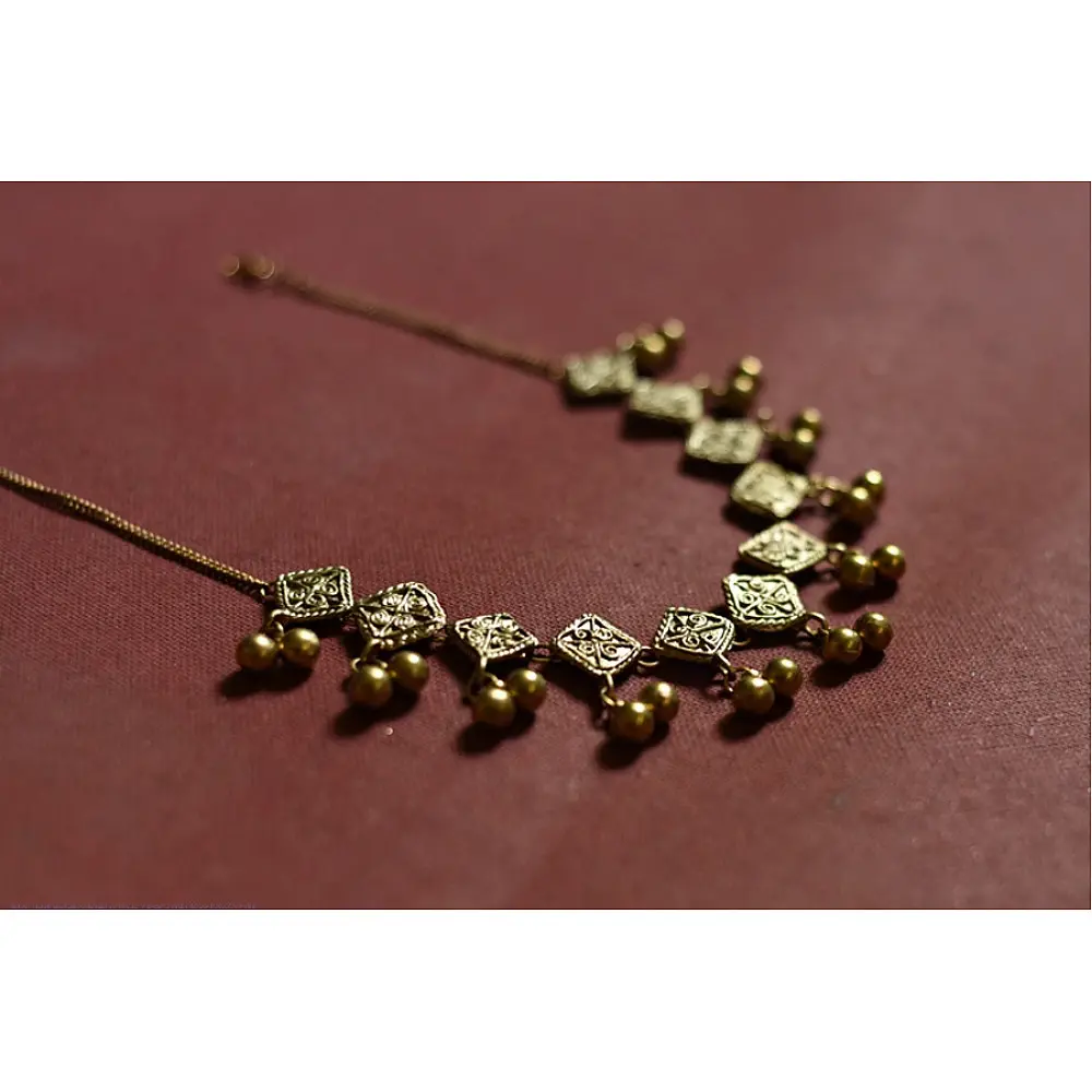 Prabha . प्रभा | Brass Dhokra Necklace - Diamond Design