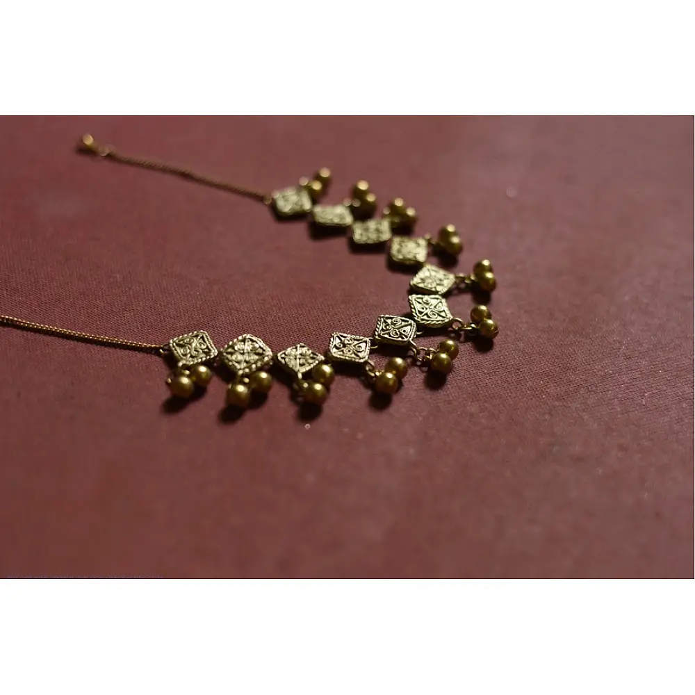 Prabha . प्रभा | Brass Dhokra Necklace - Diamond Design