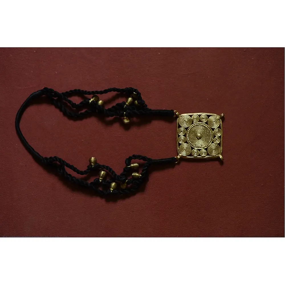 Prabha . प्रभा | Brass Dhokra Necklace - Square 