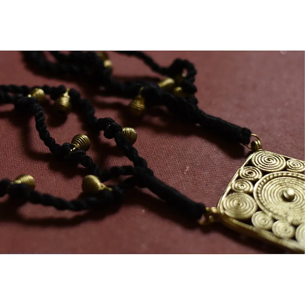 Prabha . प्रभा | Brass Dhokra Necklace - Square 