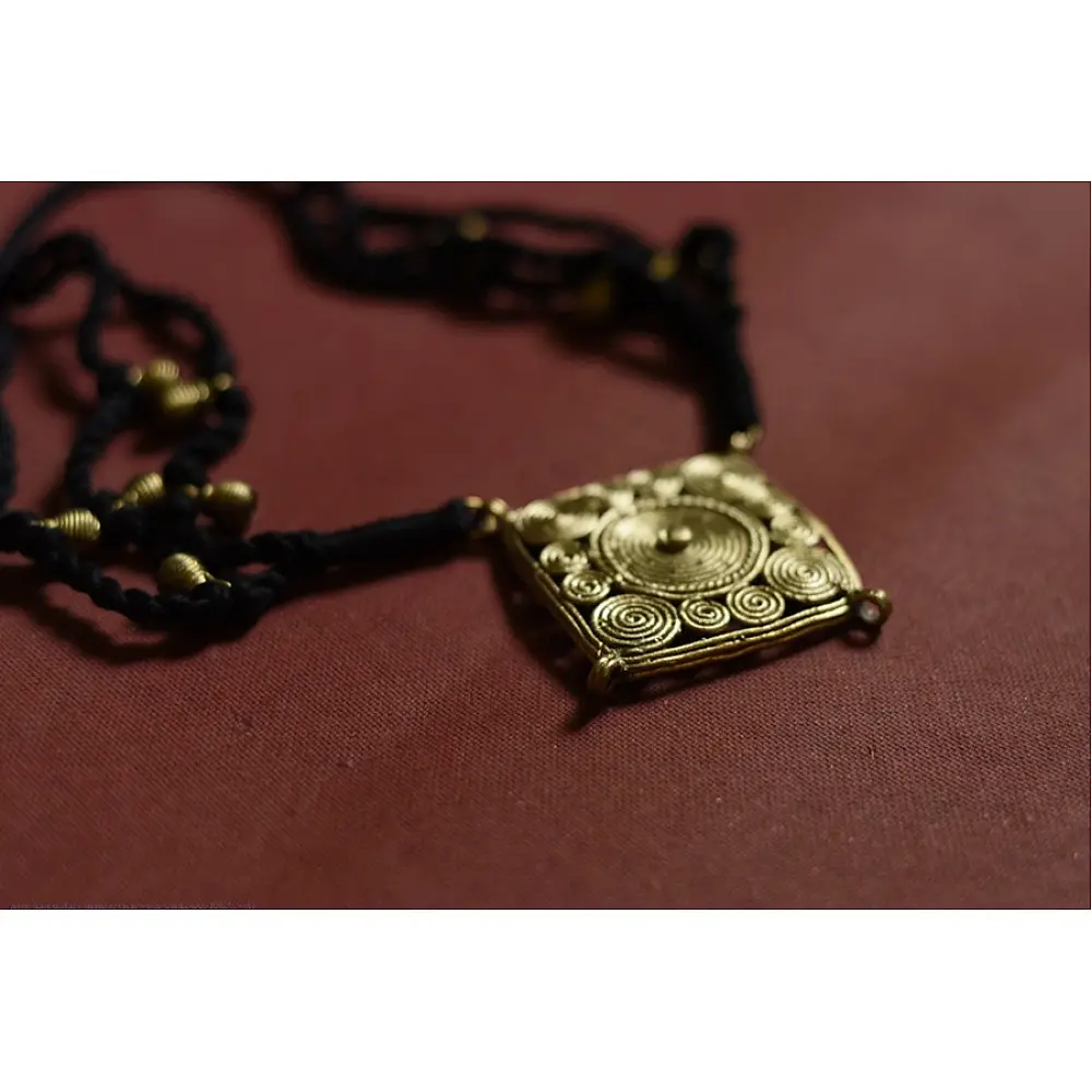 Prabha . प्रभा | Brass Dhokra Necklace - Square 