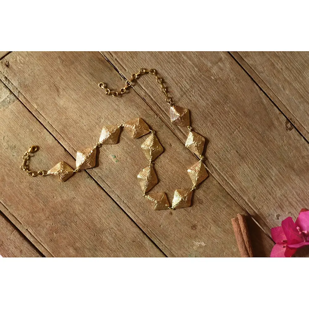 Prabha . प्रभा ❄ Brass Dhokra Diamond Design Choker / Necklace