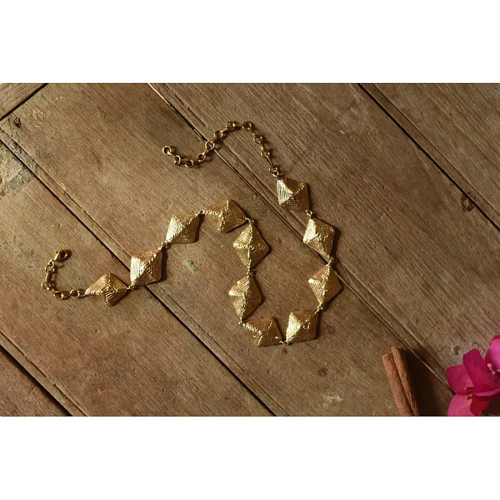 Prabha . प्रभा ❄ Brass Dhokra Diamond Design Choker / Necklace