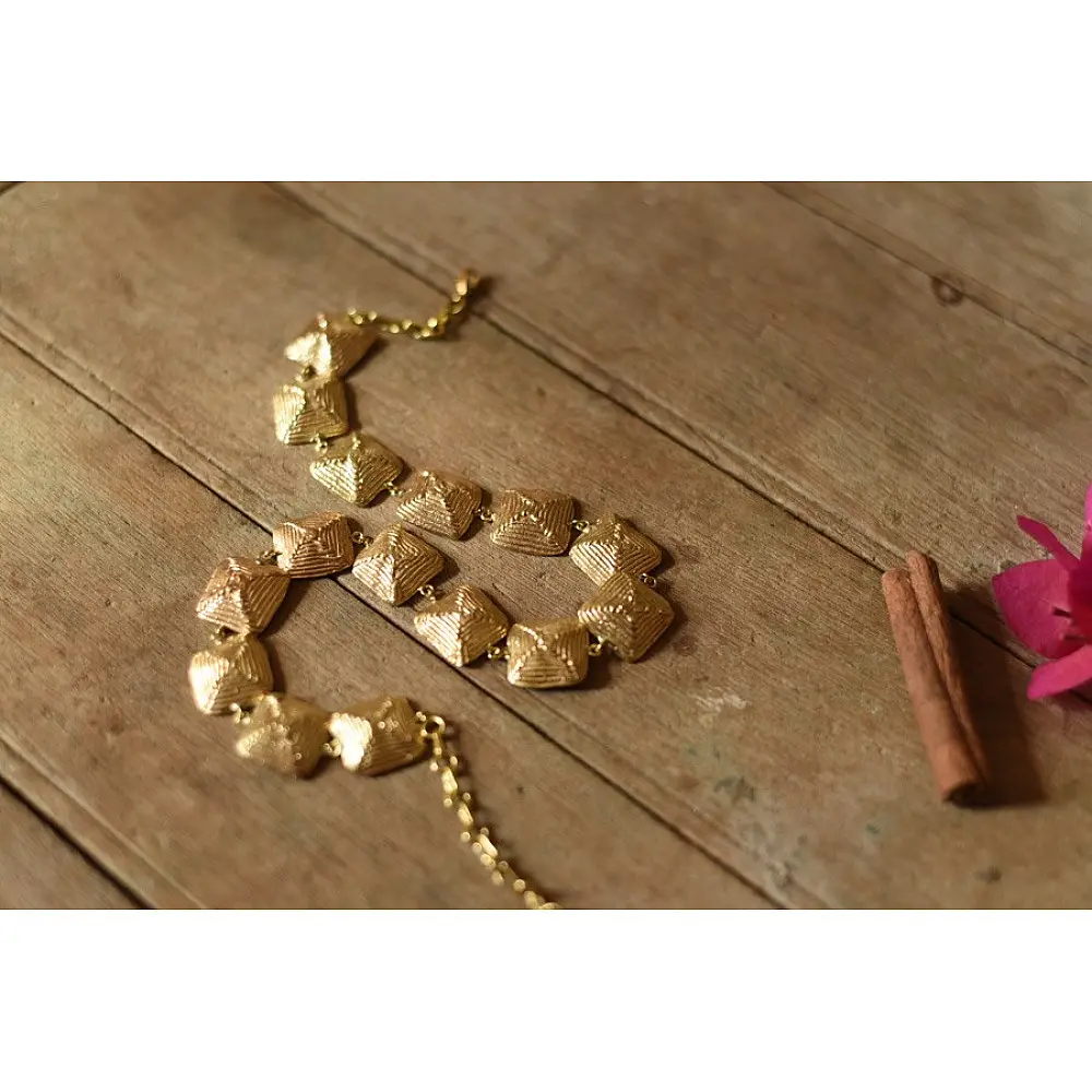 Prabha . प्रभा ❄ Brass Dhokra Square Design Choker / Necklace