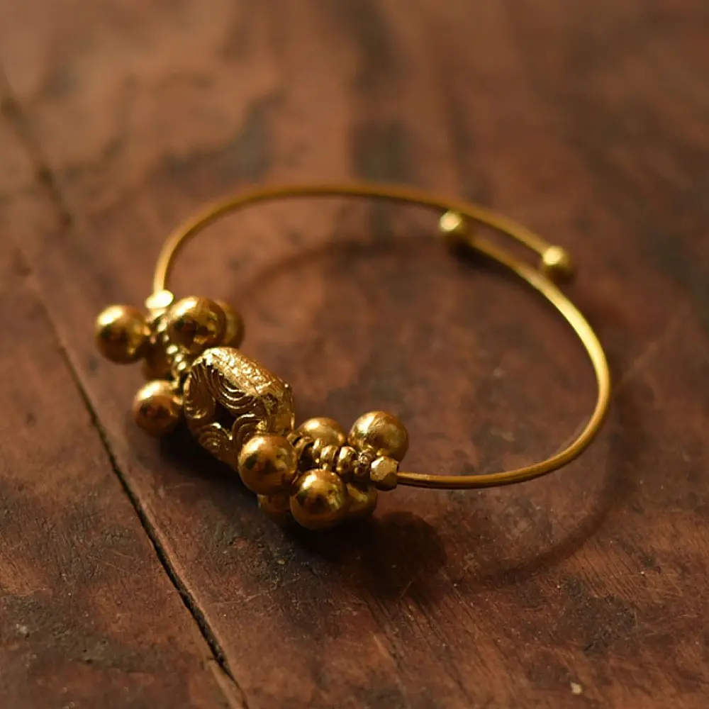 Prabha . प्रभा | Handmade Dhokra Brass Bangle - Adjustable Free size