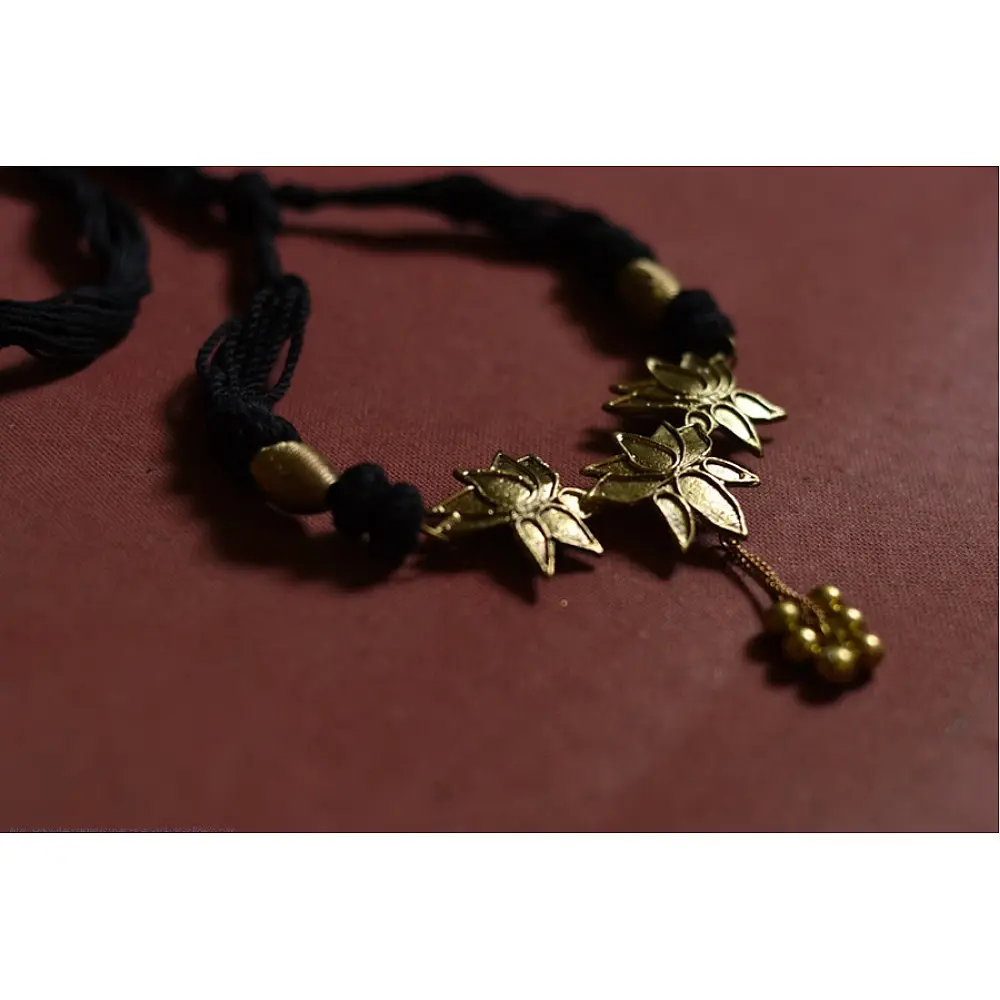 Prabha . प्रभा | Brass Dhokra Necklace - Lotus Design