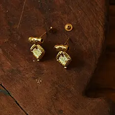 Prabha . प्रभा | Handmade Brass Earring - Dhokra Stud
