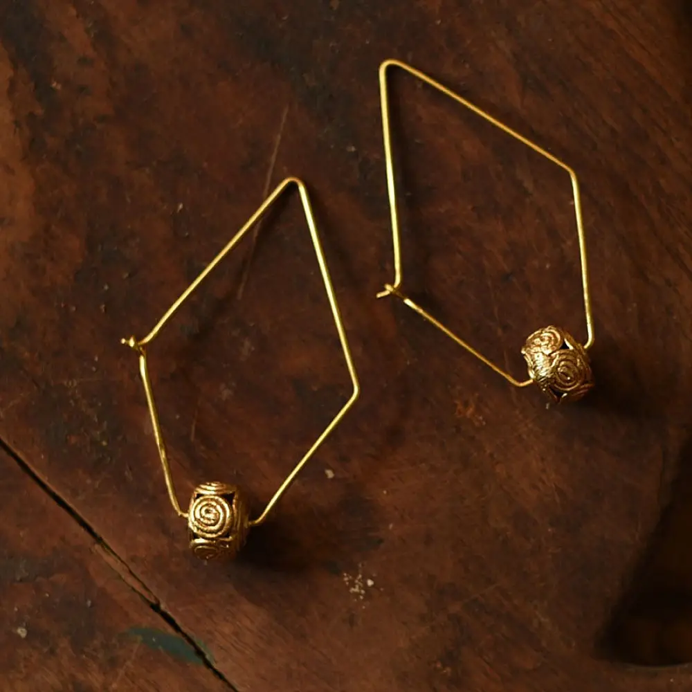 shop Handmade Dhokra Brass Long Earring