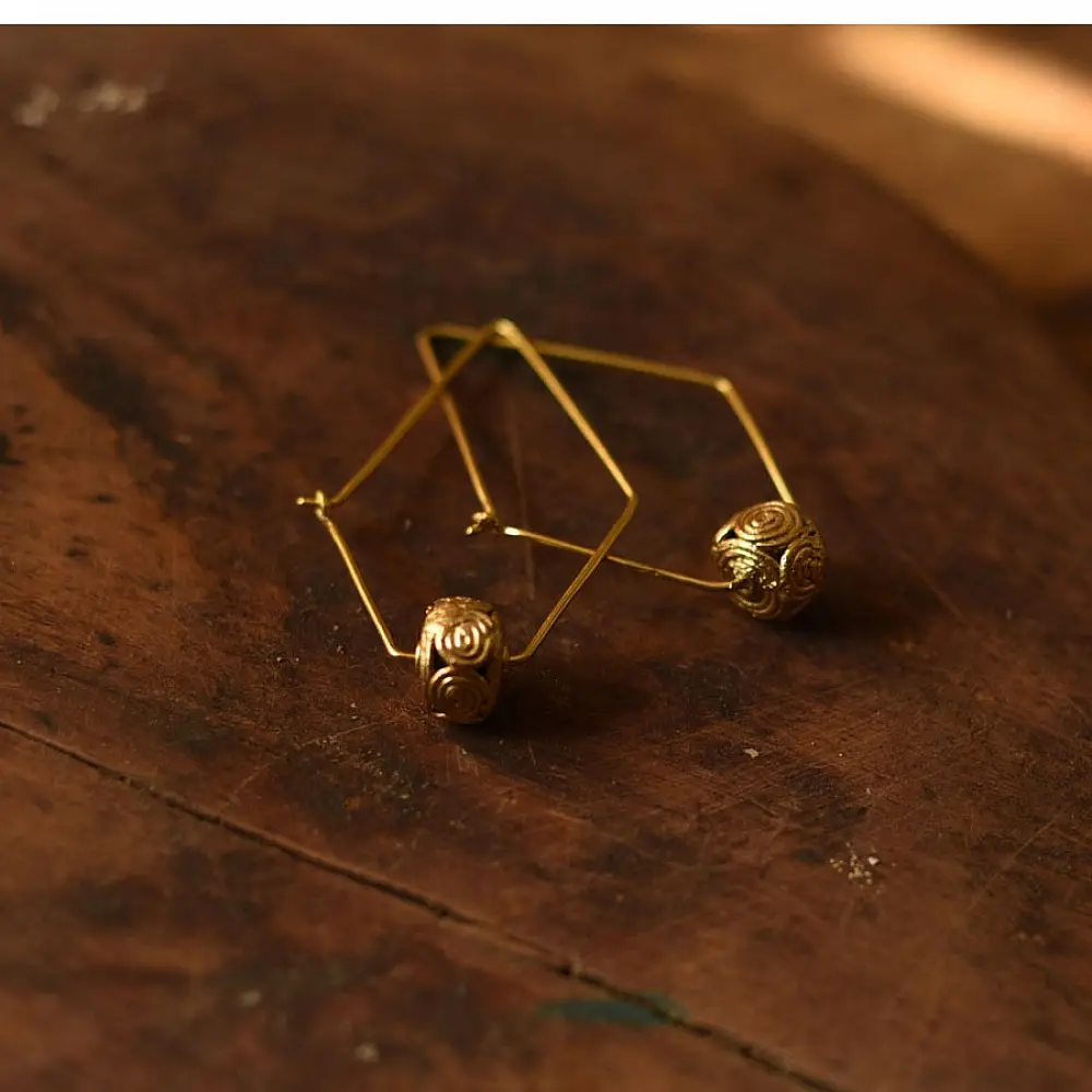 shop Handmade Dhokra Brass Long Earring