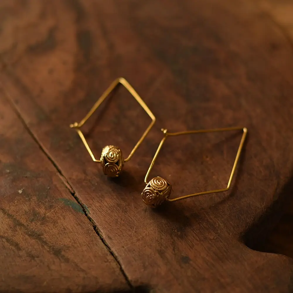 shop Handmade Dhokra Brass Long Earring