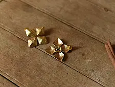 Prabha . प्रभा ❄ Brass Dhokra Stud Earring - Diamond                                                 