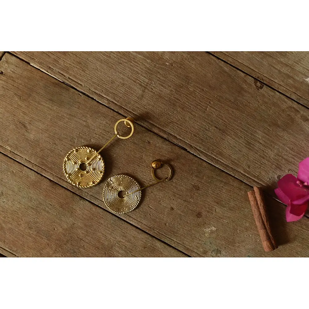 shop Handmade Brass Dhokra Long Earring
