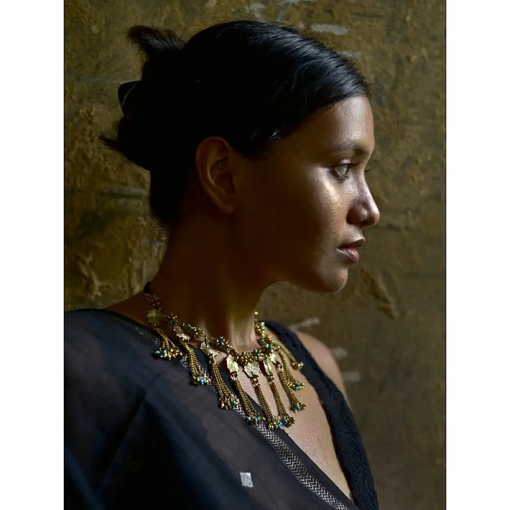 handmade dholra brass necklace