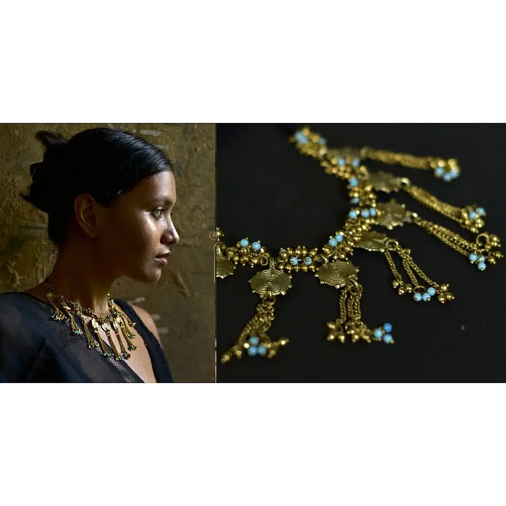 handmade dholra brass necklace