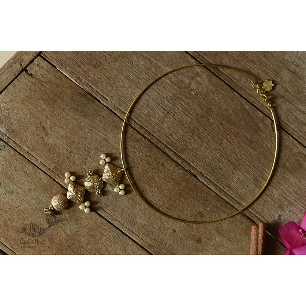 Prabha . प्रभा ❄ Handmade Brass Dhokra - Hasali Type Necklace