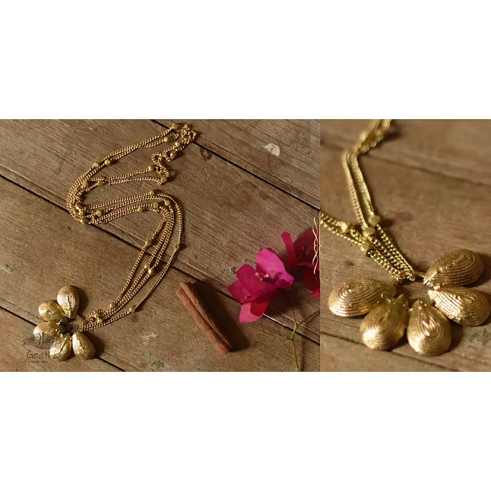 handmade dholra brass long necklace