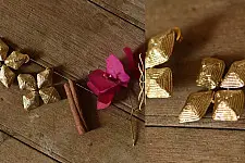 Prabha . प्रभा ❄ Brass Dhokra Stud Earring - Diamond                                                 