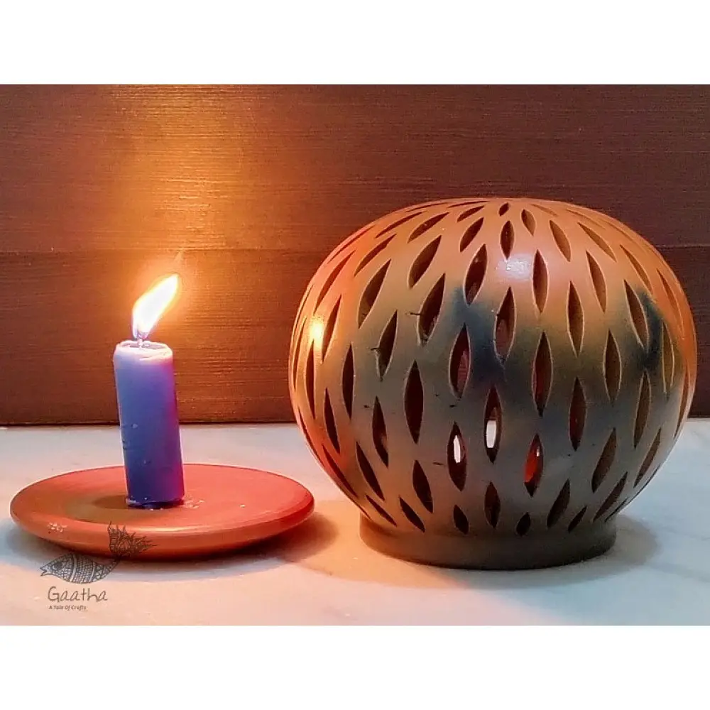 Terracotta Handmade Kitchenware- T Light Holder - Semi Oval 
