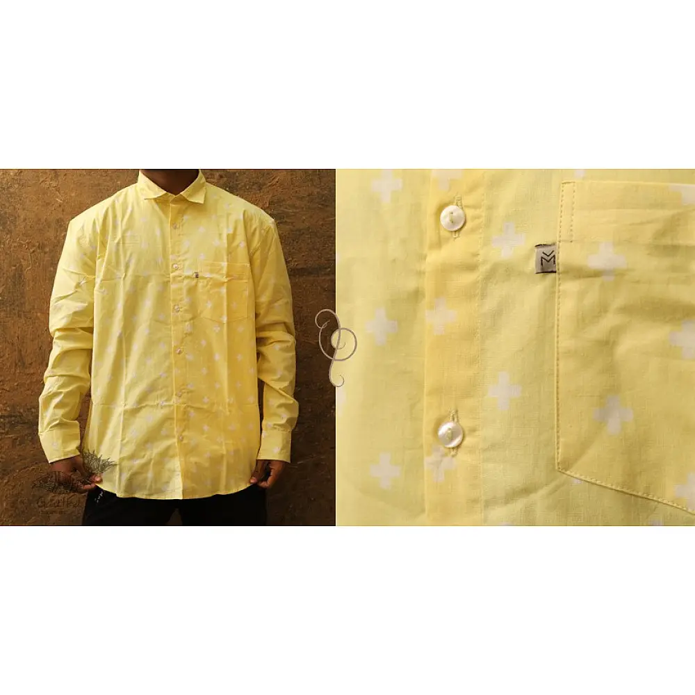 रंगरेज / Rangrez ❂ Block Printed . Fine Cotton Shirt  (Full Sleeve )❂ 16