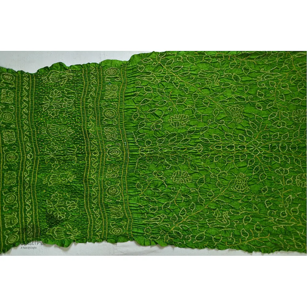shop online gajji silk bandhni parrot green saree