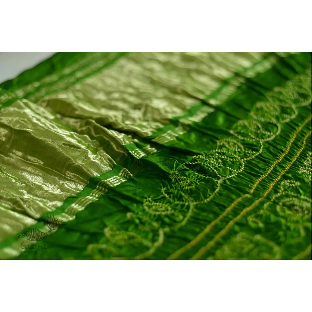 shop online gajji silk bandhni parrot green saree