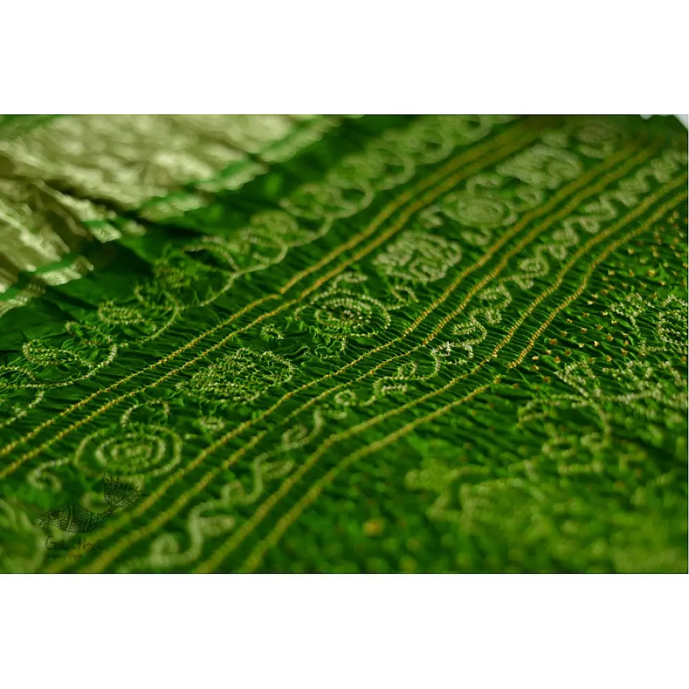 shop online gajji silk bandhni parrot green saree