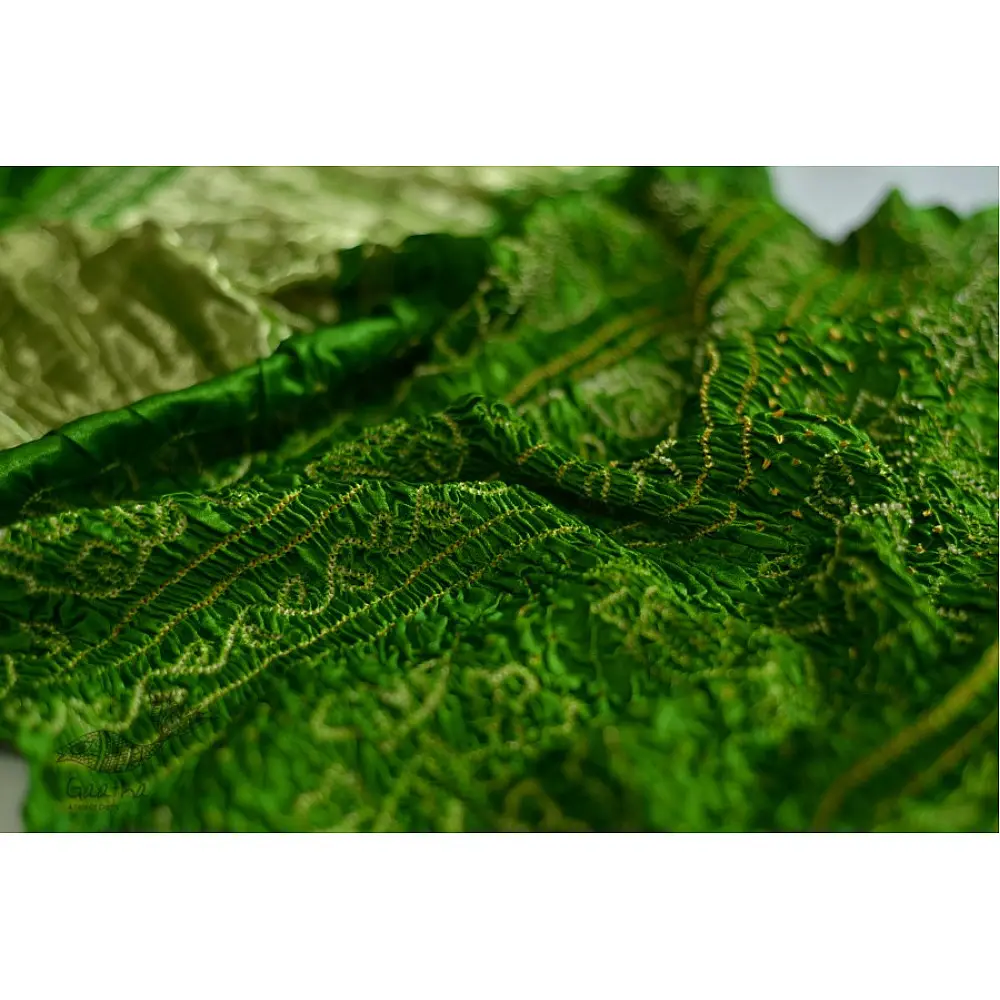 shop online gajji silk bandhni parrot green saree