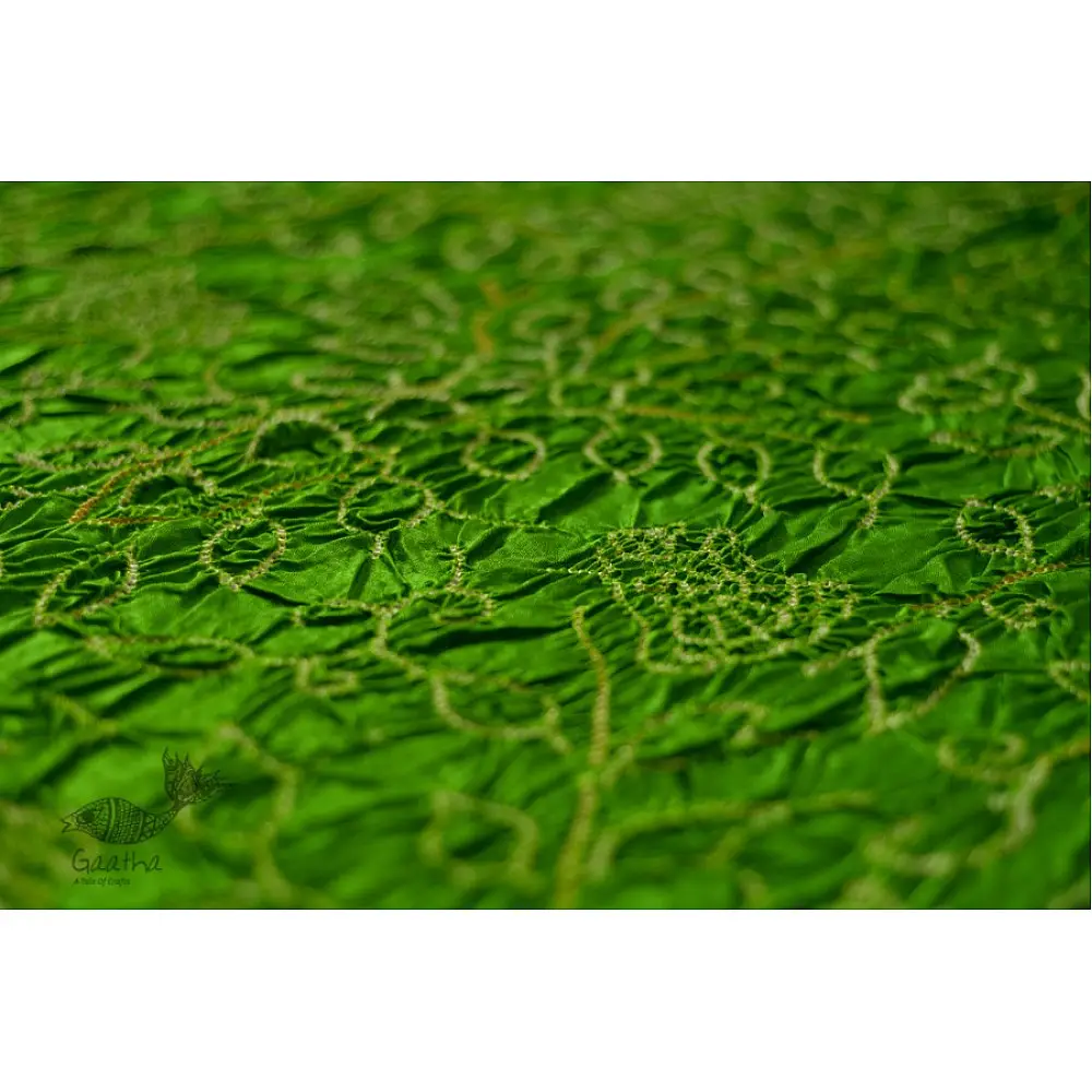 shop online gajji silk bandhni parrot green saree