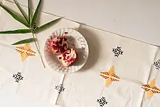 Preet ~ Hand Embroidered Phulkari Table Runner- Off White