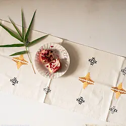 Preet ~ Hand Embroidered Phulkari Table Runner- Off White