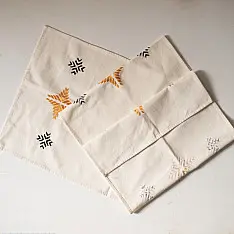 Preet ~ Hand Embroidered Phulkari Table Runner- Off White