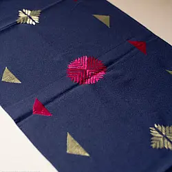 Preet ~ Hand Embroidered Phulkari Table Runner- Blue