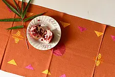 Preet ~ Hand Embroidered Phulkari Table Runner- Rust Color