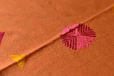 Preet ~ Hand Embroidered Phulkari Table Runner- Rust Color