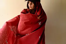 Preet ~ Hand Embroidered Phulkari Cotton Dupatta - Maroon