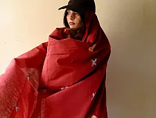 Preet ~ Hand Embroidered Phulkari Cotton Dupatta - Maroon
