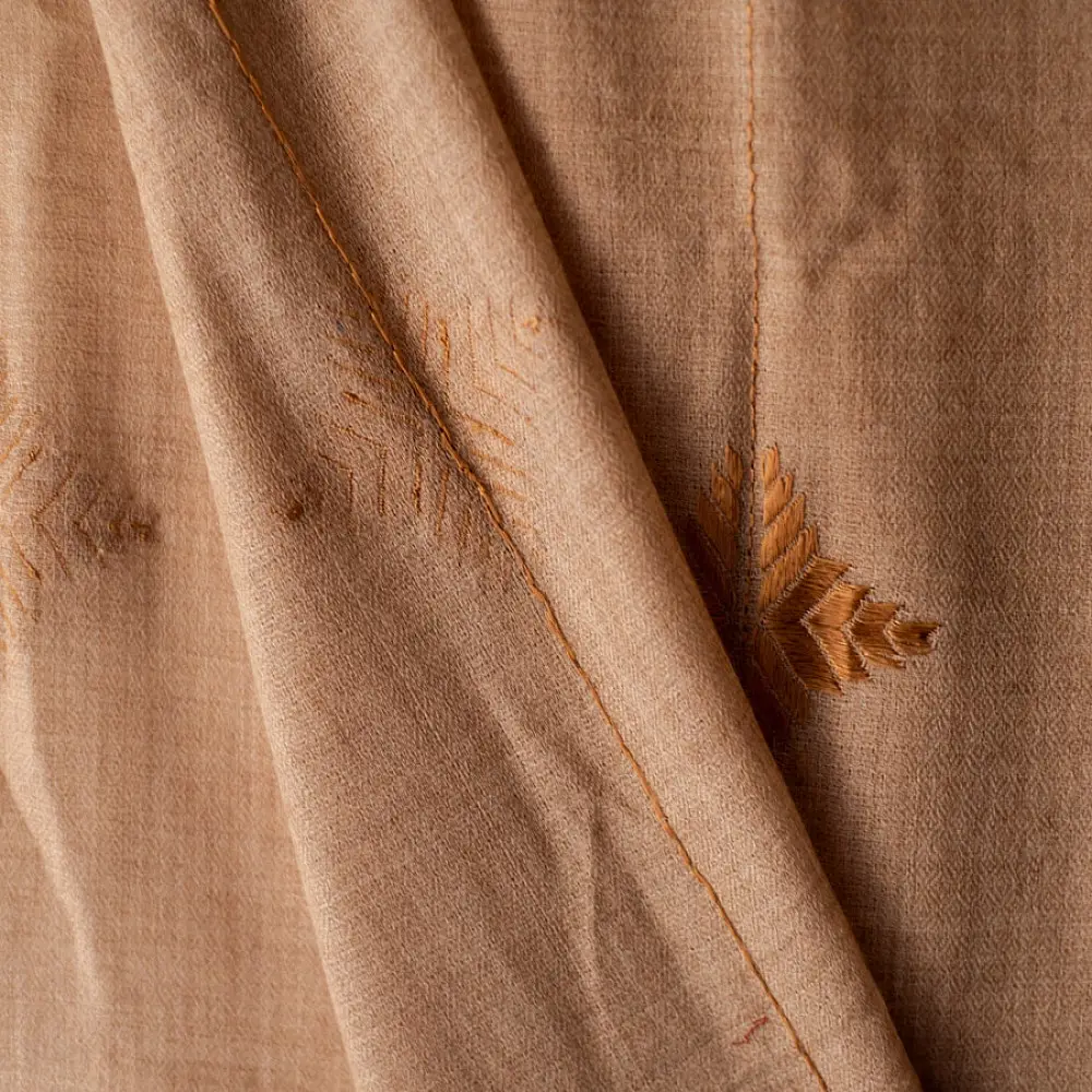 Shop Hand Embroidered Phulkari Wool Beige Shawl