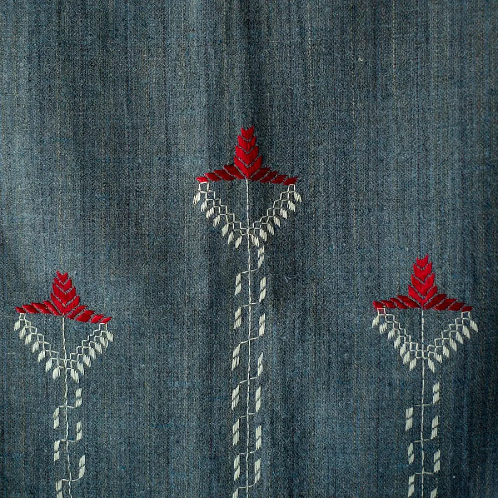 Shop Hand Embroidered Phulkari Woolen Shawl - Grey