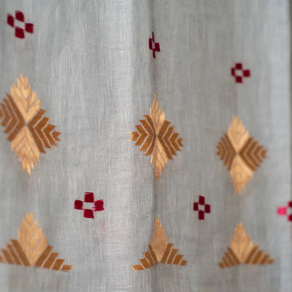 Shop Hand Embroidered Phulkari Linen Dupatta