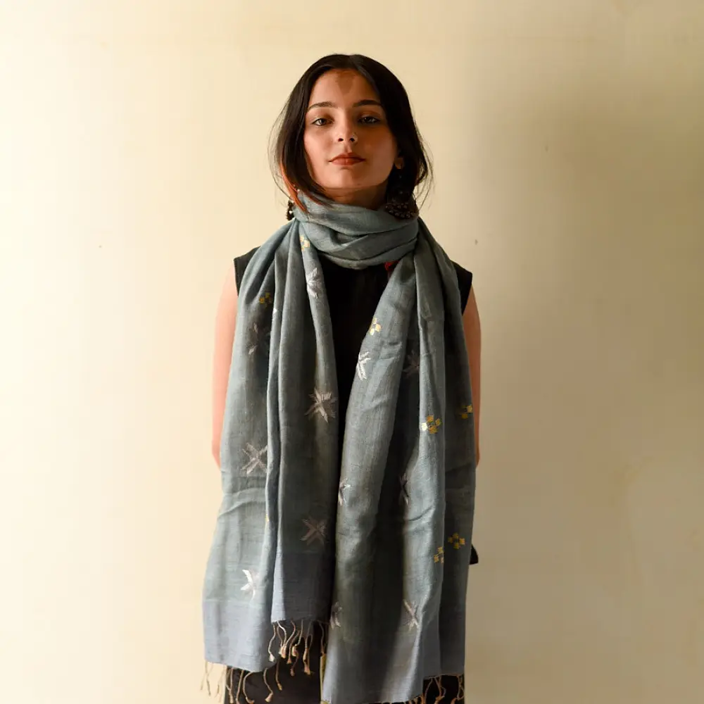 Shop Hand Embroidered Phulkari Silk Stole