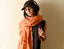 Preet ~ Hand Embroidered Phulkari Silk Stole - Brown