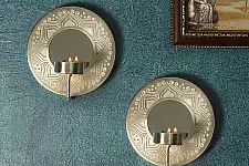 Silver | Wall Sconce With Mirror - Set of 2