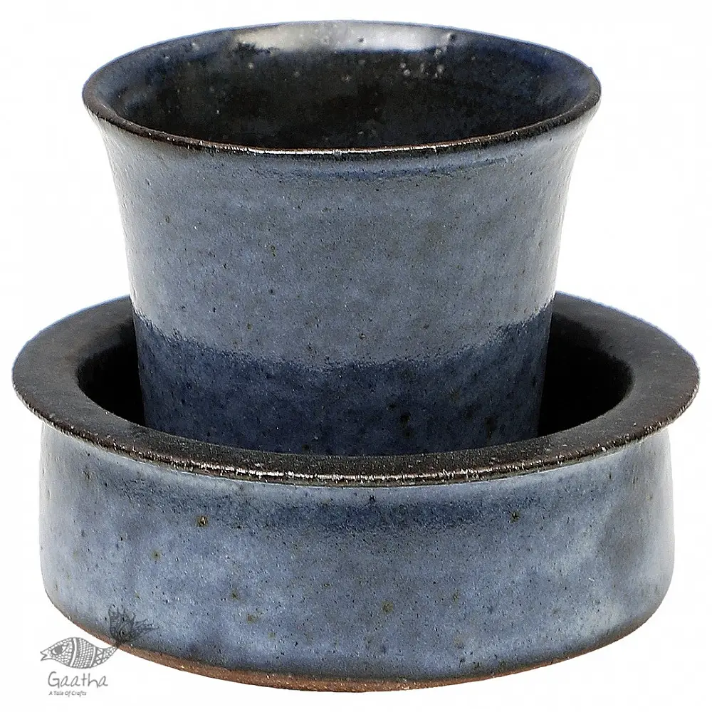 Nakshikathaa | Ceramic Coffee Dabara - Blue
