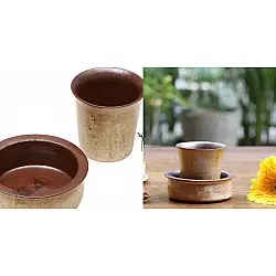 Nakshikathaa | Ceramic Coffee Dabara - Beige